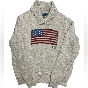 1990s Vintage Polo Ralph Lauren American Flag Knit Sweater